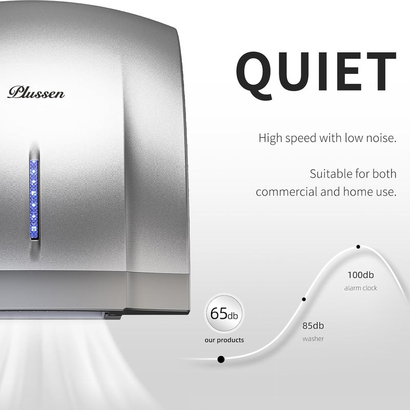 PLUSSEN Hand Dryer 110V Compact Commercial Hand Dryer Automatic Electric Air Dryers with Warm n Cold Air Switch for Home or Commercial Bathrooms, 3Pin Plug in Version - Image 5